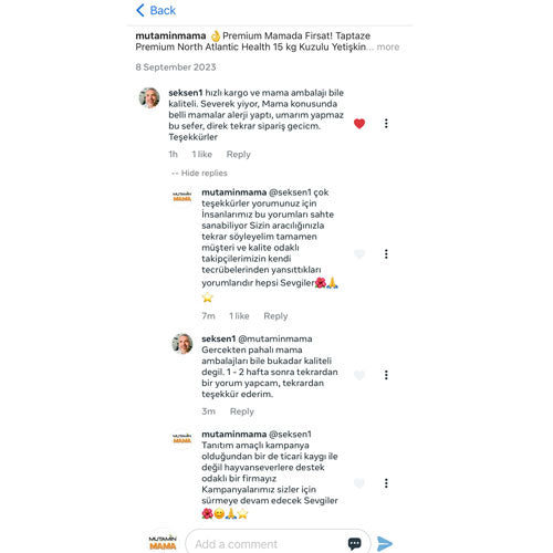 Instagram dan Bir Müşterimizden Övgü Dolu Mesajlar