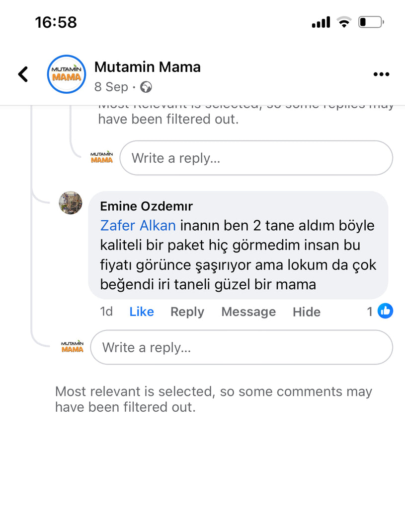 Emine Özdemir Hanımın Mamamıza Facebookta Yaptığı Yorum