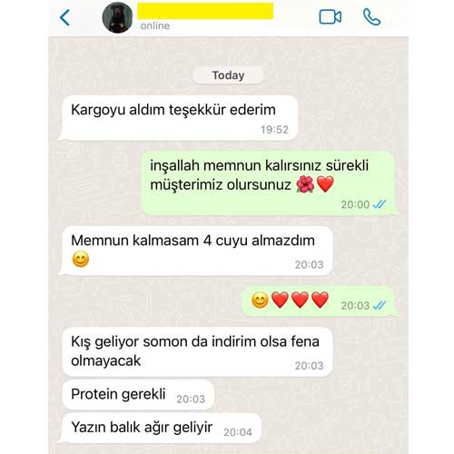 Denemek İçin Alıp Sonradan 4 Çuval Daha Alan Memnun Müşterimizin Bizimle Whatsap dan Yazışması