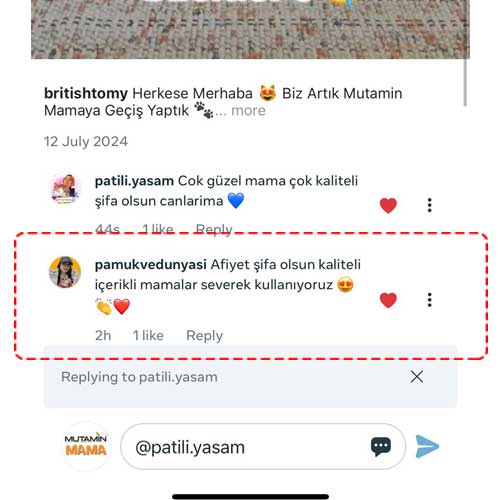 Afiyet Şifa Olsun Kalite İçerikli Mamalar Severek Kullanıyoruz